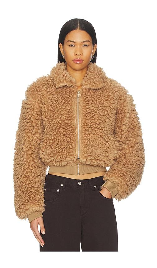 more to come indira teddy jacket in tan. - size s (also in xxs, xs)