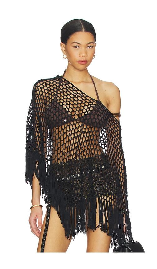 more to come loren knit poncho in black. - size m (also in s, xs)