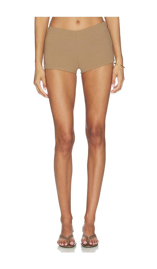 more to come twila mini short in tan. - size l (also in m, s)