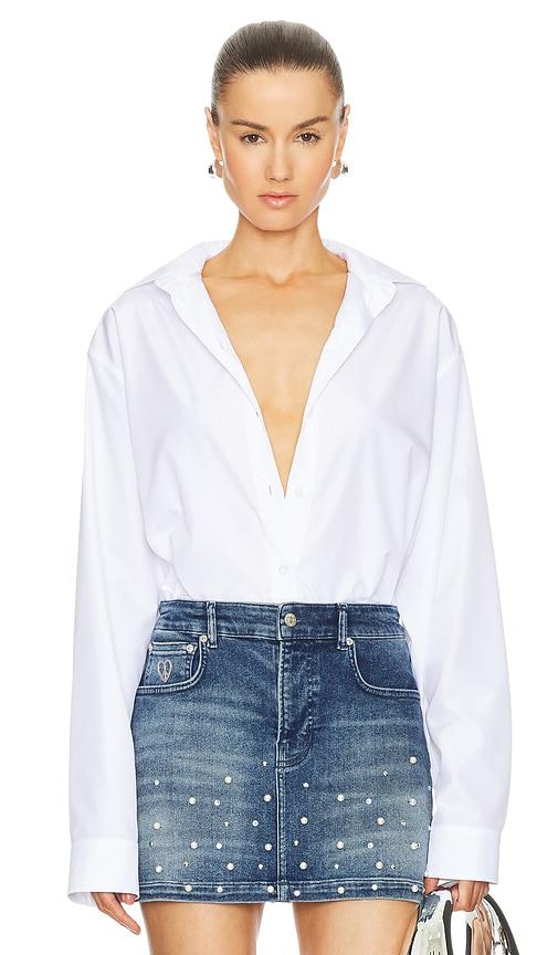 moschino jeans button up shirt in white. - size 38 (also in 40, 42)