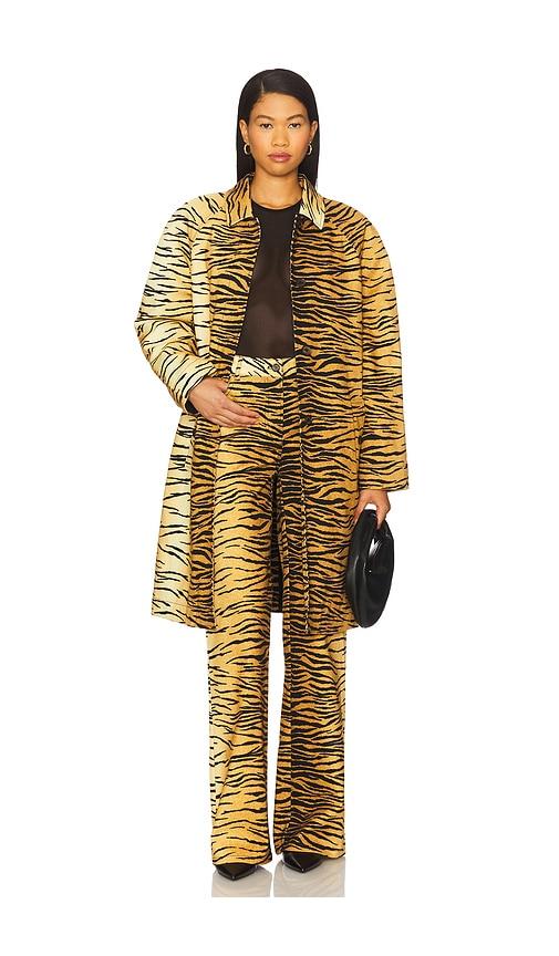 moschino jeans tiger stripes long jacket in brown. - size 36 (also in 40)