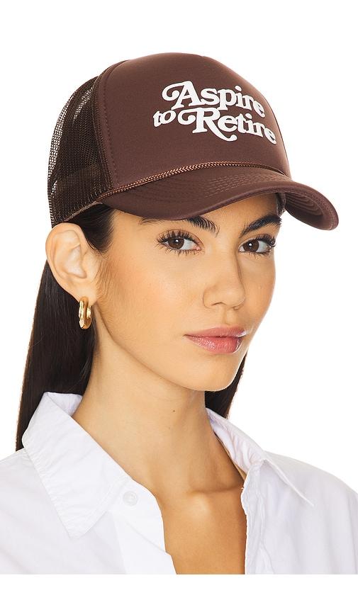 motel margarita aspire script trucker hat in brown.