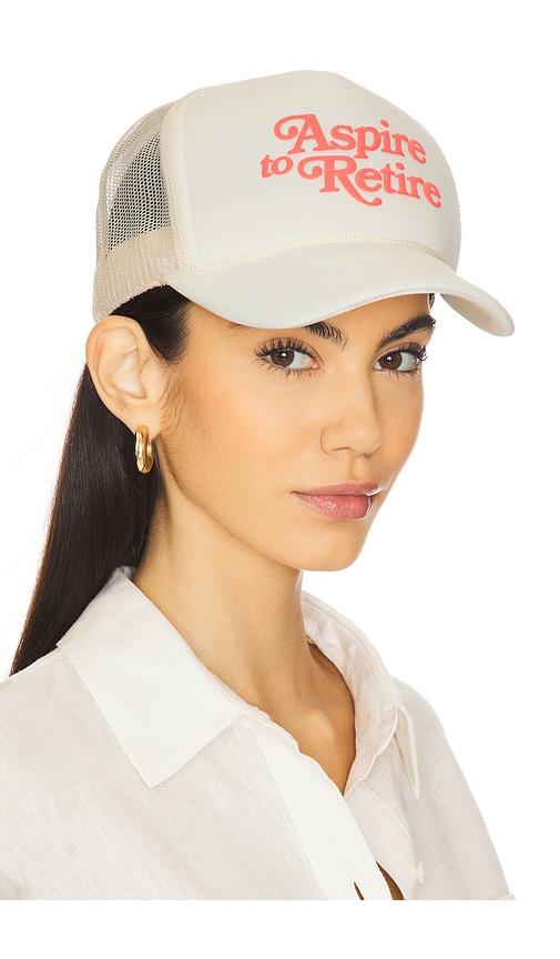 motel margarita aspire script trucker hat in cream.