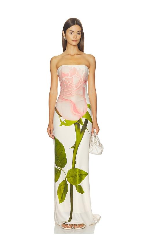 mother of all amaya printed dress in beige. - size s (also in xs)
