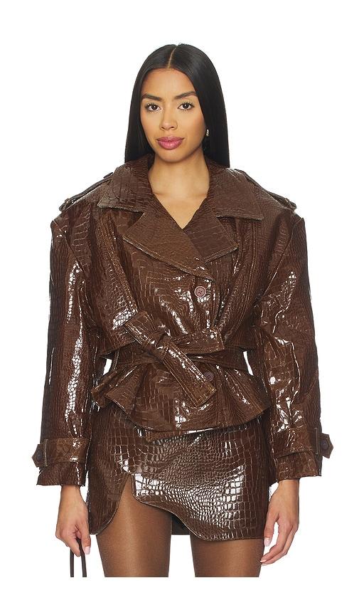 mother of all brooklyn trench leather coat in brown. - size l (also in s)