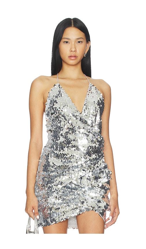 mother of all fernanda sequins top in metallic silver. - size s (also in xs)