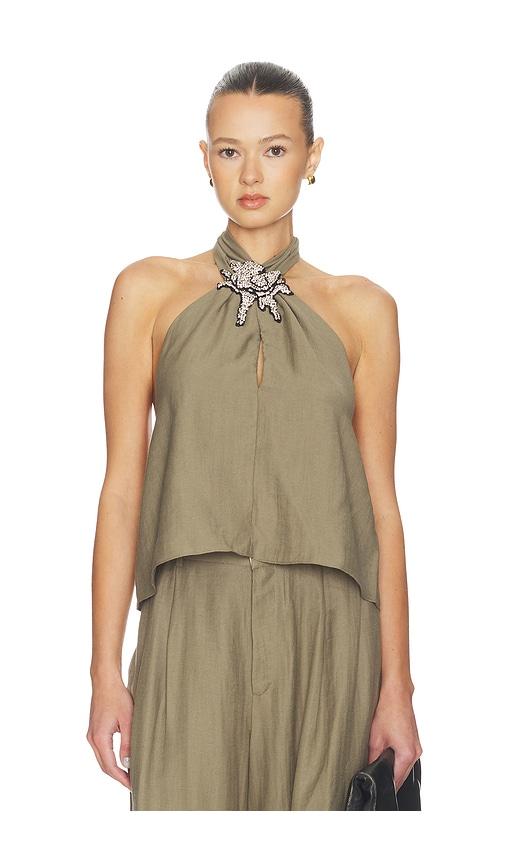 mother of all mona collar top in olive. - size m (also in xs, s)