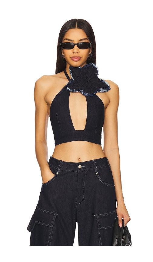 mother of all nuri denim top in navy. - size m (also in s)