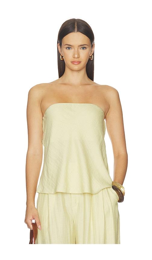 mother of all sana strapless linen top in lemon. - size m (also in xs, s)