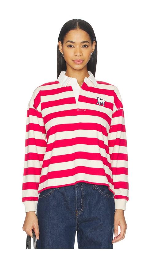 mother the boxy match polo in red,cream. - size l (also in xs)