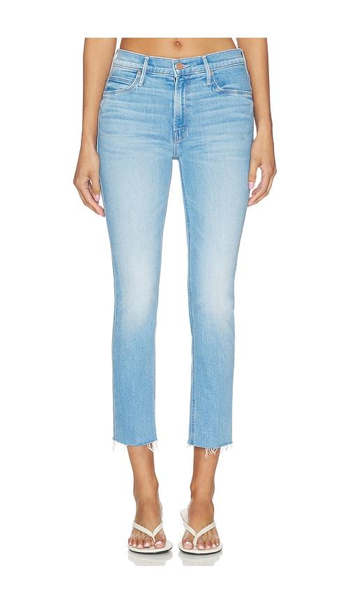 mother the mid rise dazzler crop fray jeans in blue. - size 26 (also in 27, 28, 29, 30, 34)