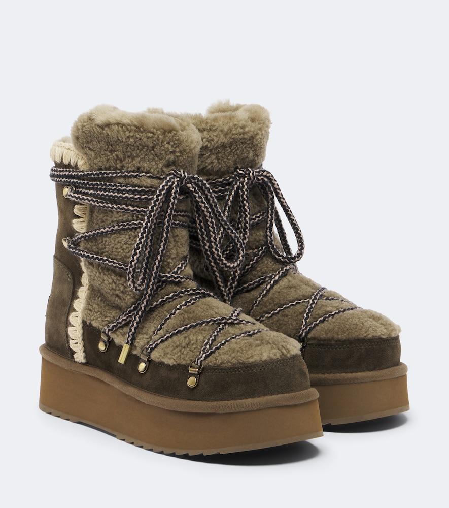 mou shearling and suede ankle boots