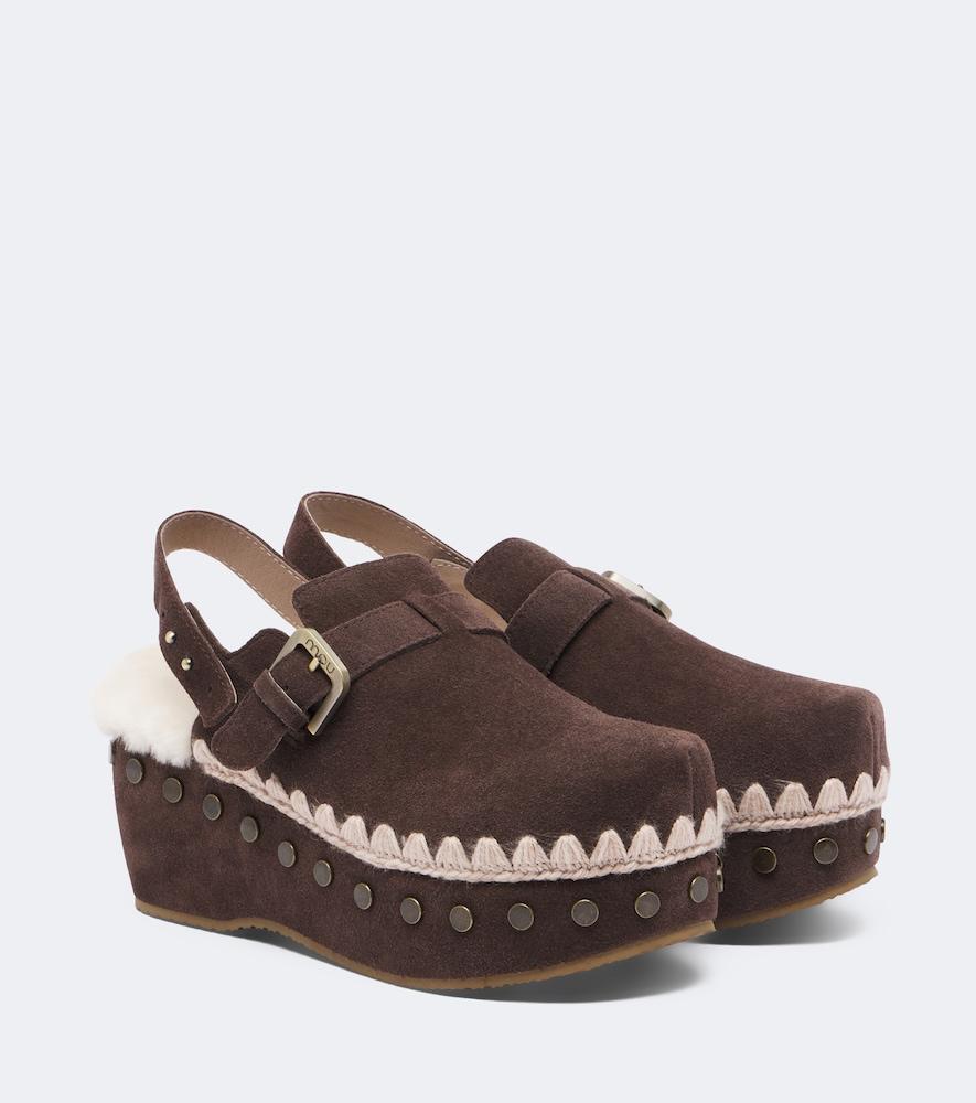 mou shearling-lined suede clogs