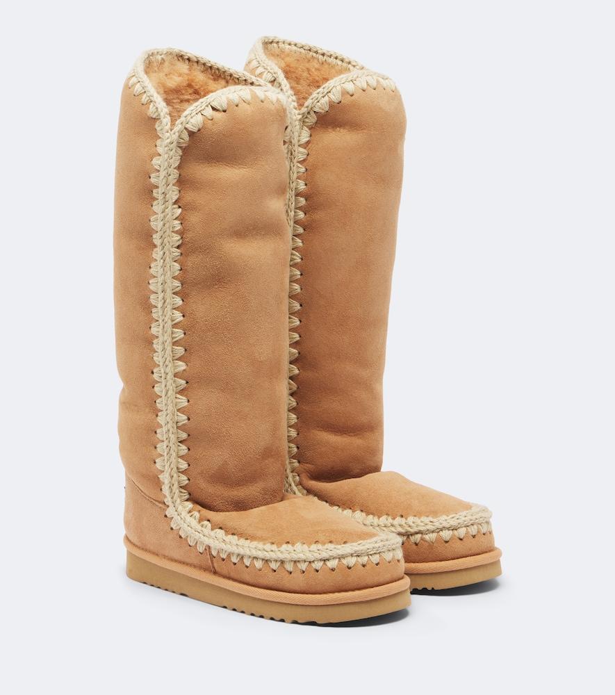 mou shearling-lined suede knee-high boots