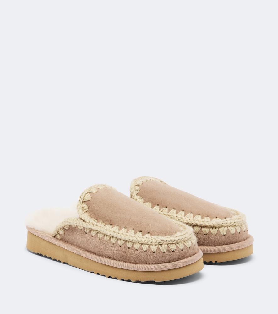mou shearling-lined suede mules