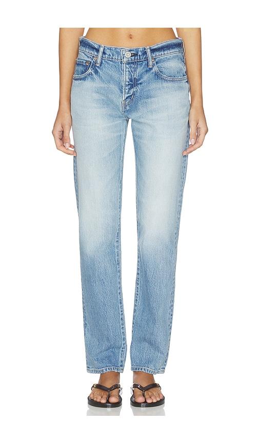 moussy vintage deland slim straight leg jeans in blue. - size 27 (also in 30, 32)