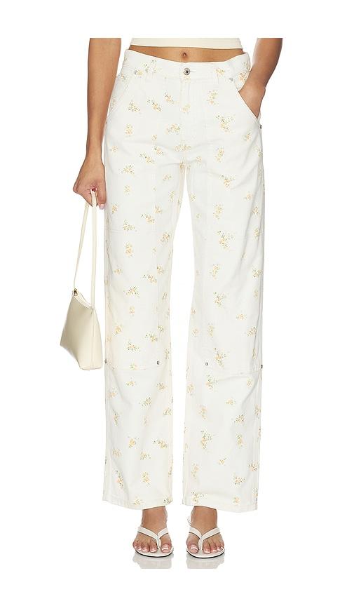 msgm printed straight leg in white. - size 36 (also in 38, 40, 42)