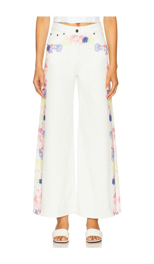 msgm printed wide leg pants in white. - size 40 (also in 42)