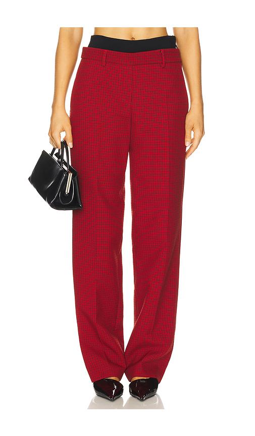 msgm techno micro check pant in red. - size 36 (also in 38, 40)