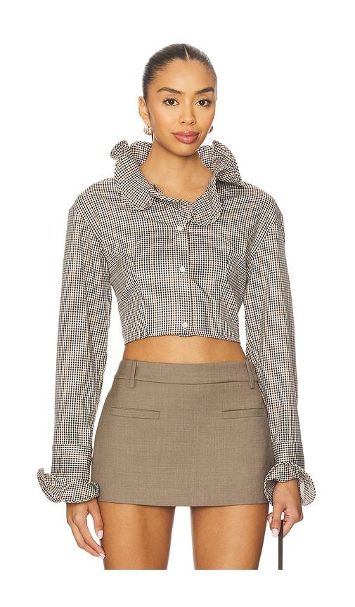 msgm viscose blend shirt in brown. - size 36 (also in 38)