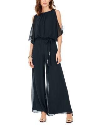 msk womens cold shoulder wide leg jumpsuit