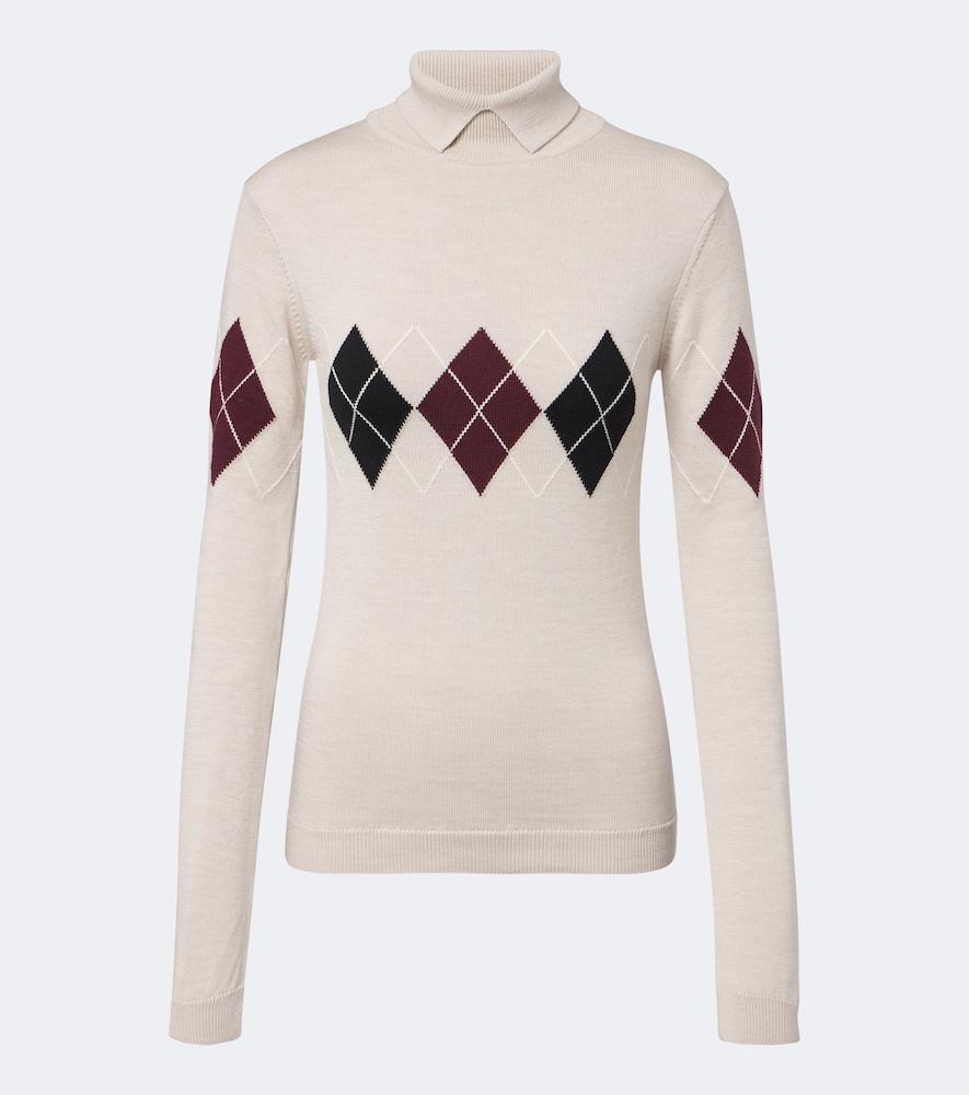 mugler argyle virgin wool sweater