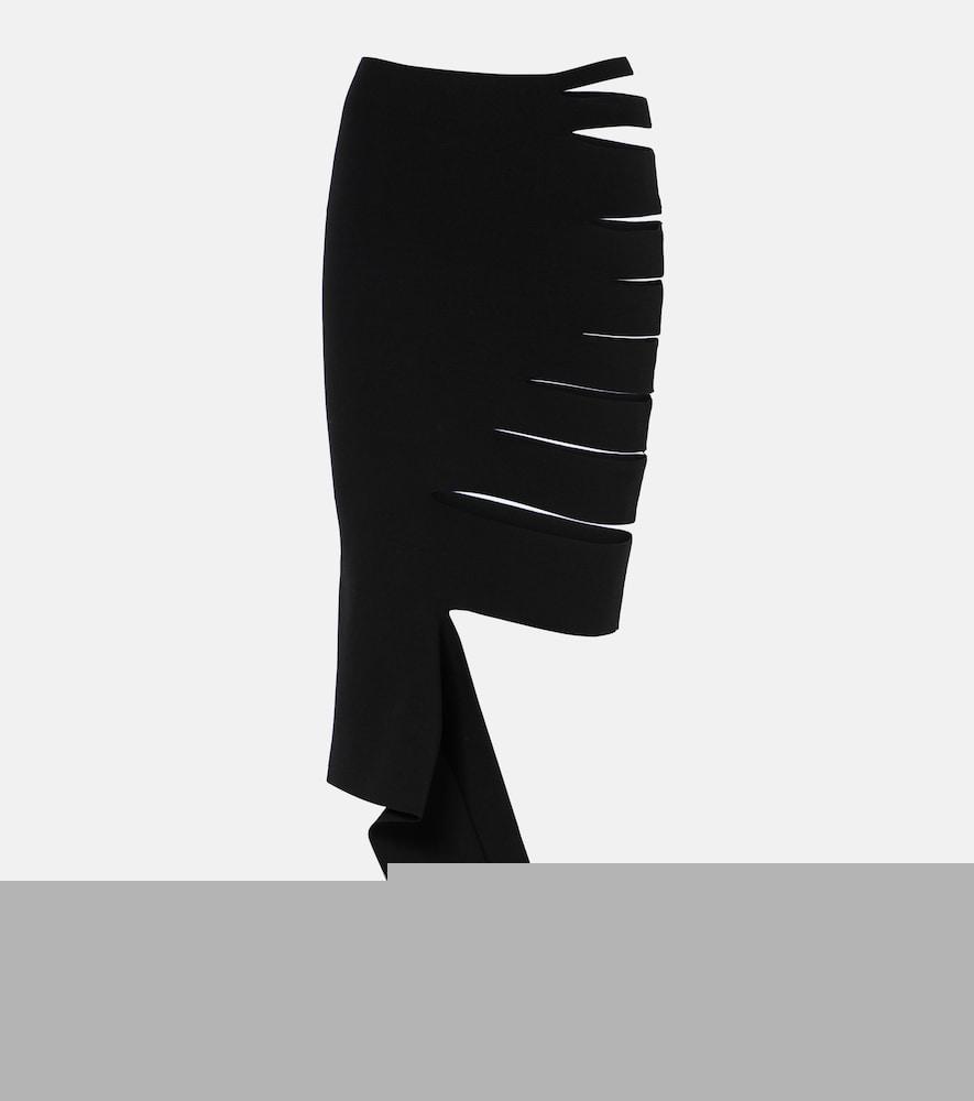 mugler asymmetric cutout midi skirt