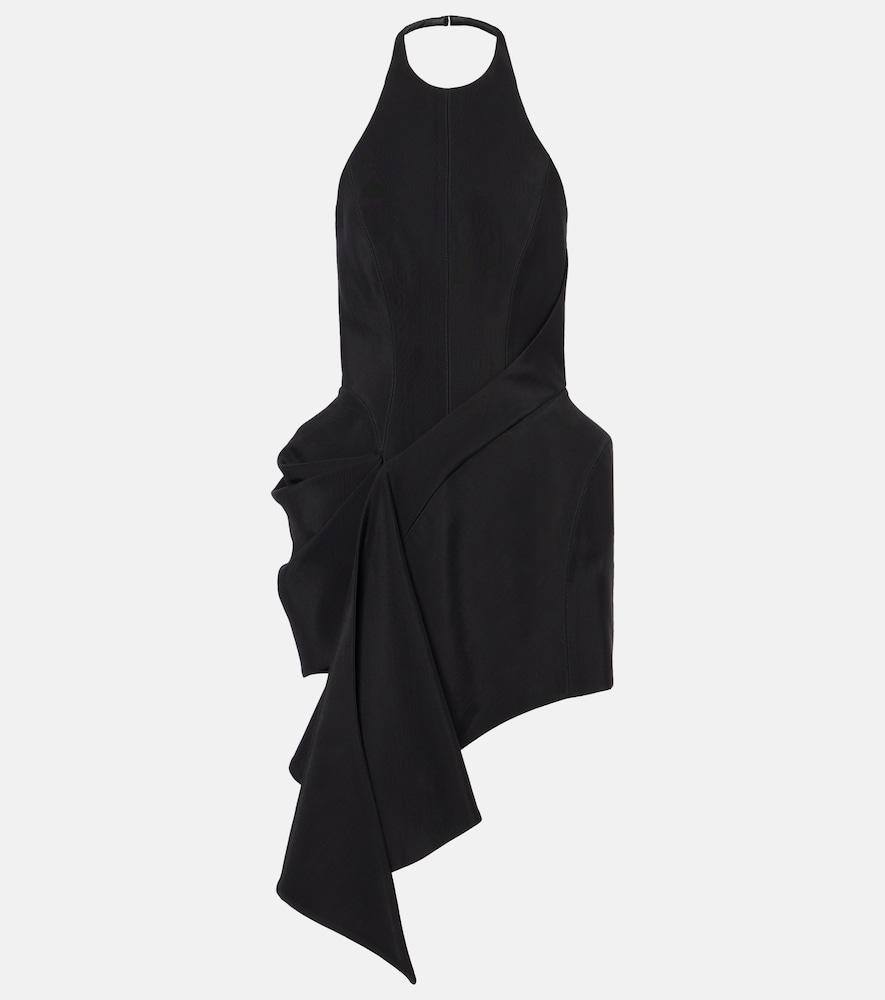 mugler asymmetric draped minidress