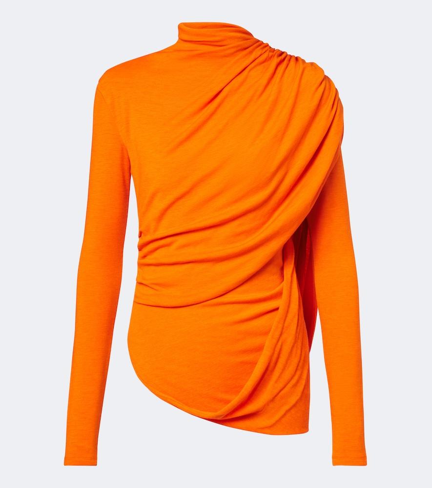 mugler caped wool-blend top