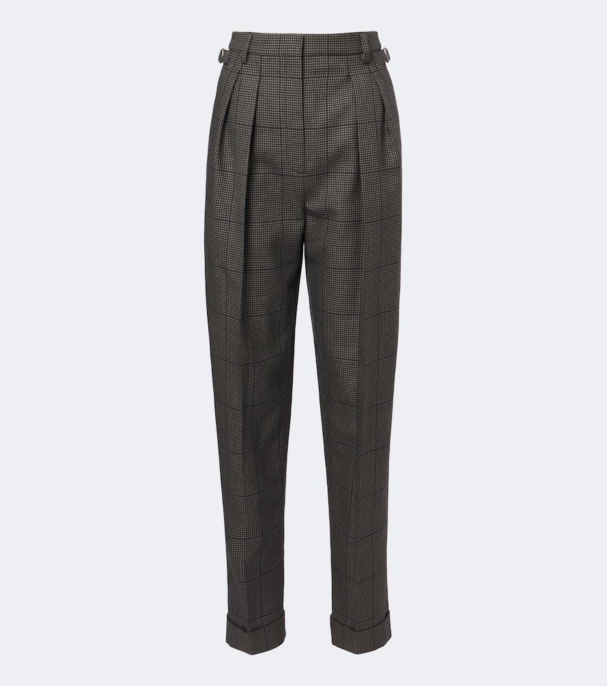 mugler checked wool straight pants
