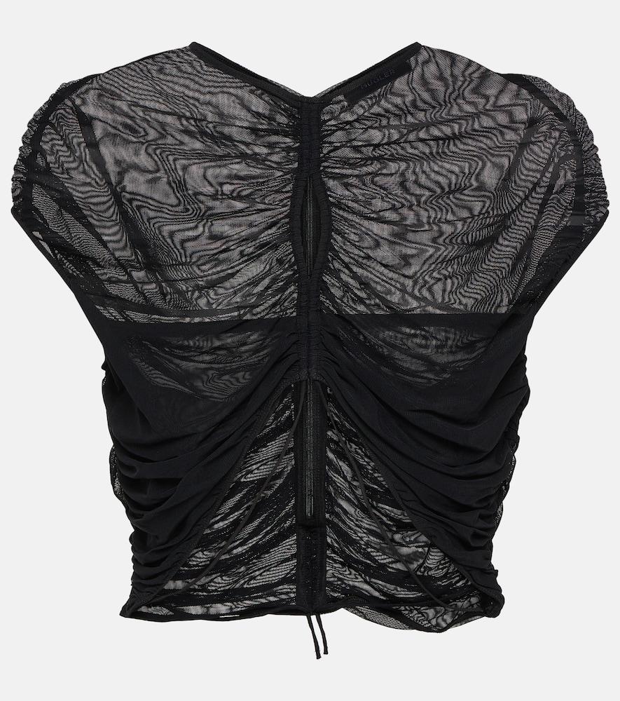 mugler cutout mesh crop top