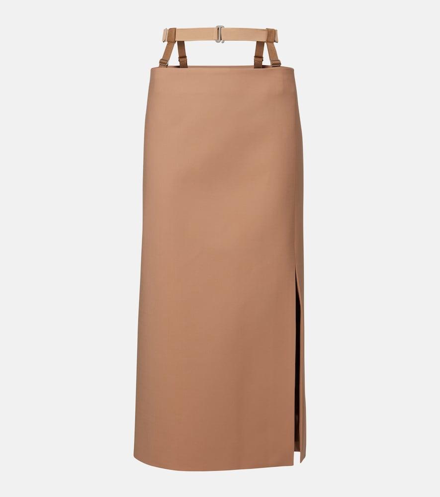 mugler cutout wool-blend pencil skirt