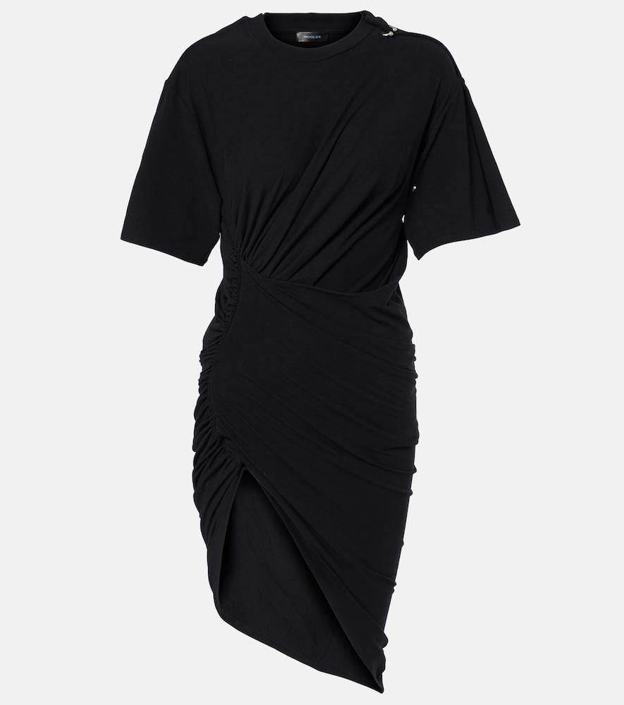 mugler draped cotton-blend jersey minidress