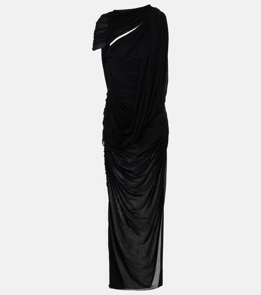 mugler draped open-back jersey maxi dress