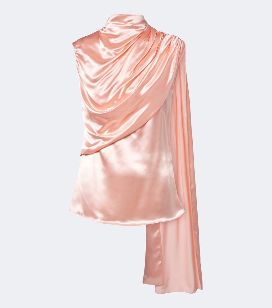 mugler draped satin top