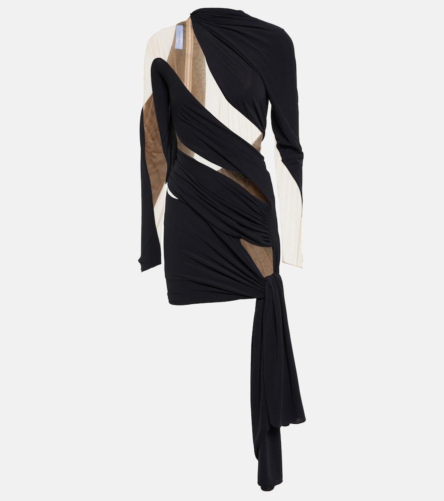 mugler draped tulle-embellished minidress