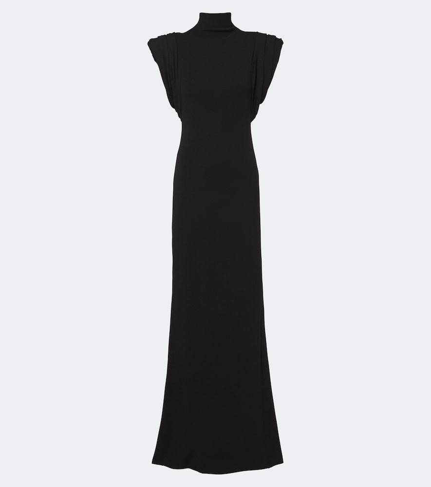 mugler draped wool-blend jersey gown
