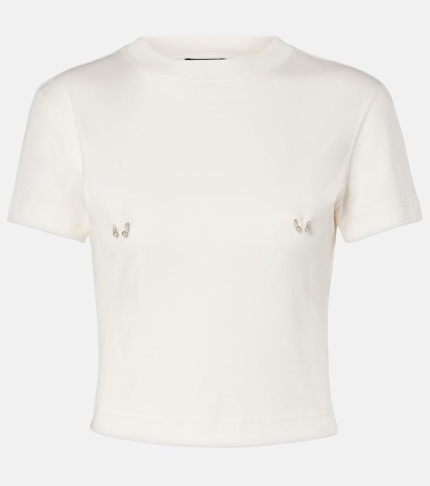 mugler embellished cotton jersey t-shirt