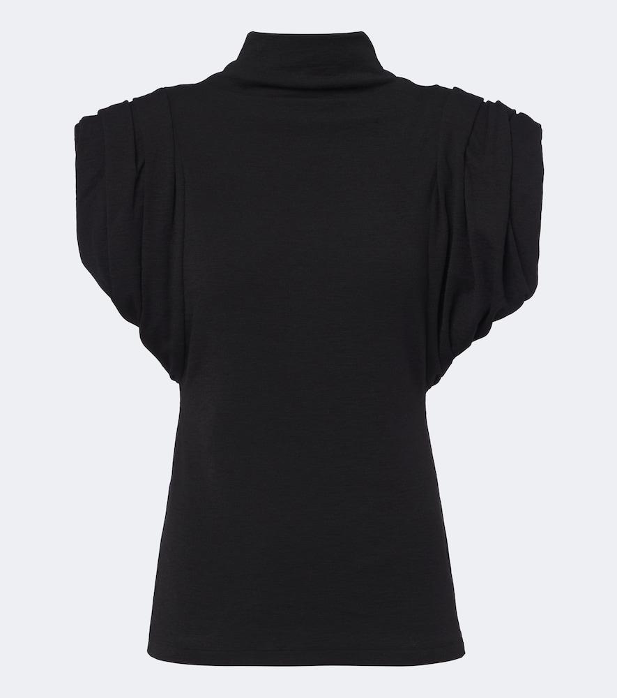 mugler high-neck wool-blend top