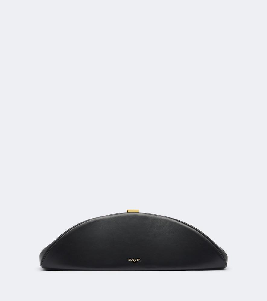 mugler lua leather clutch