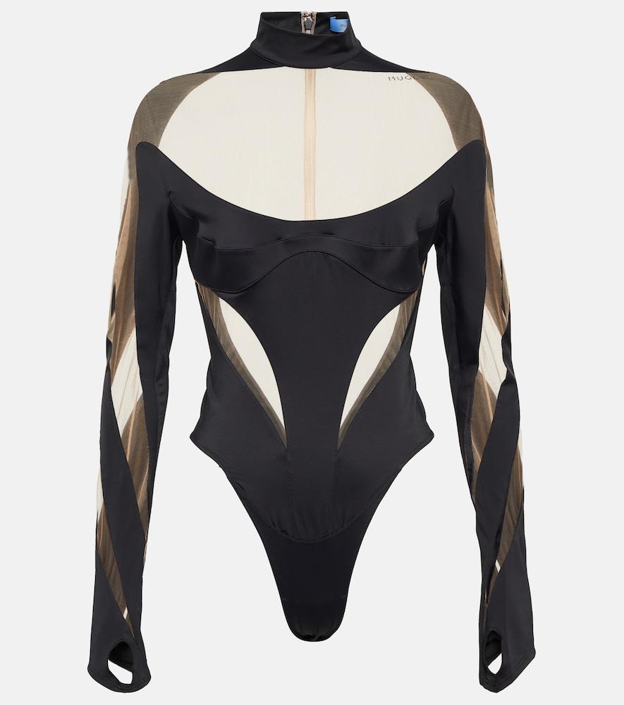 mugler paneled bodysuit