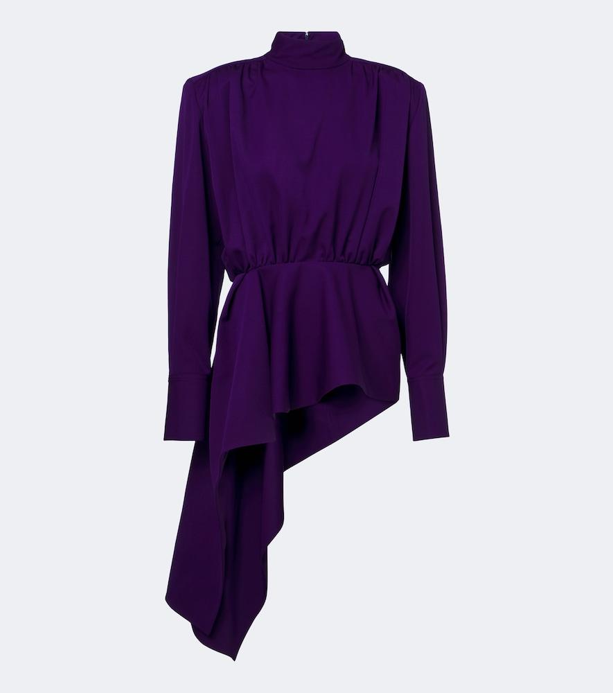 mugler peplum wool blouse