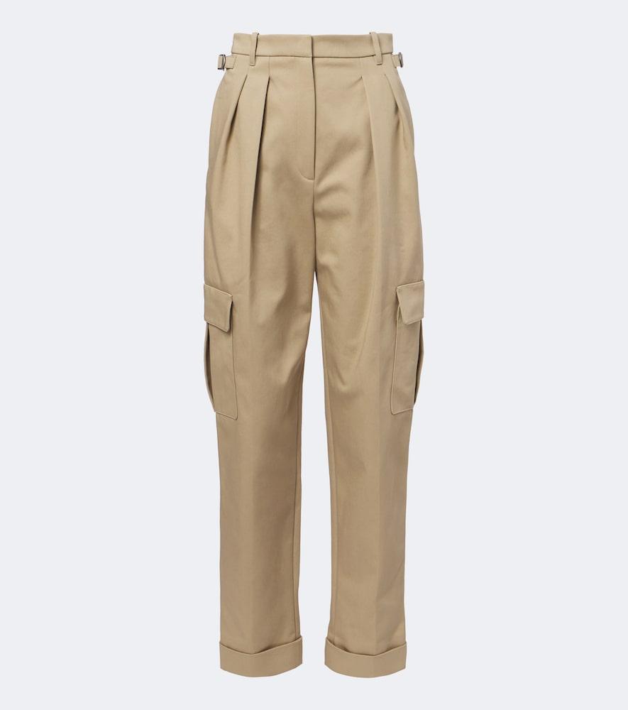 mugler pleated cotton-blend cargo pants