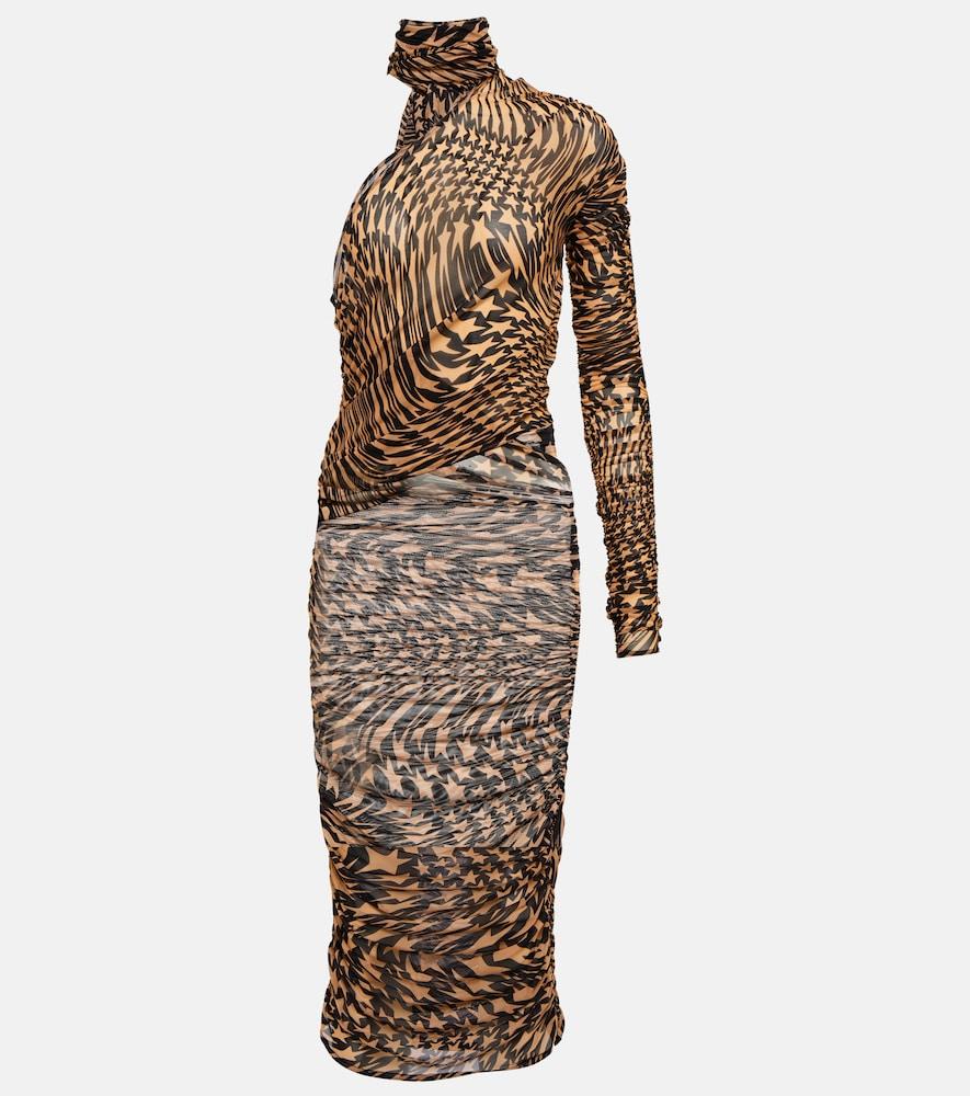 mugler printed cutout mesh minidress
