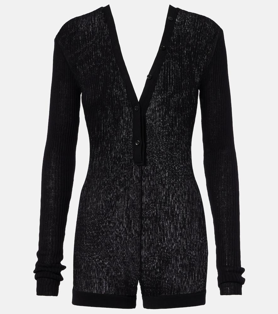 mugler ribbed-knit cotton romper