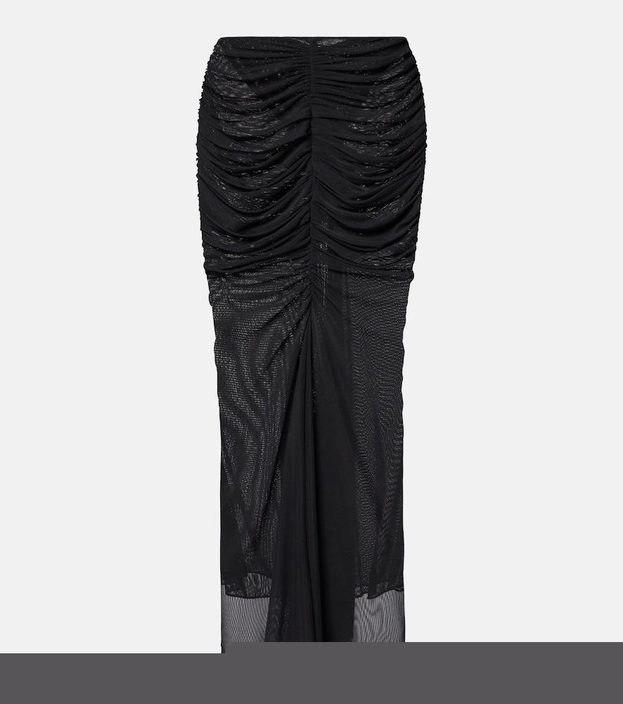 mugler ruched maxi skirt