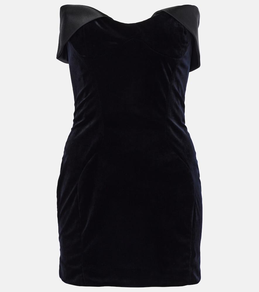 mugler satin-trimmed velvet minidress