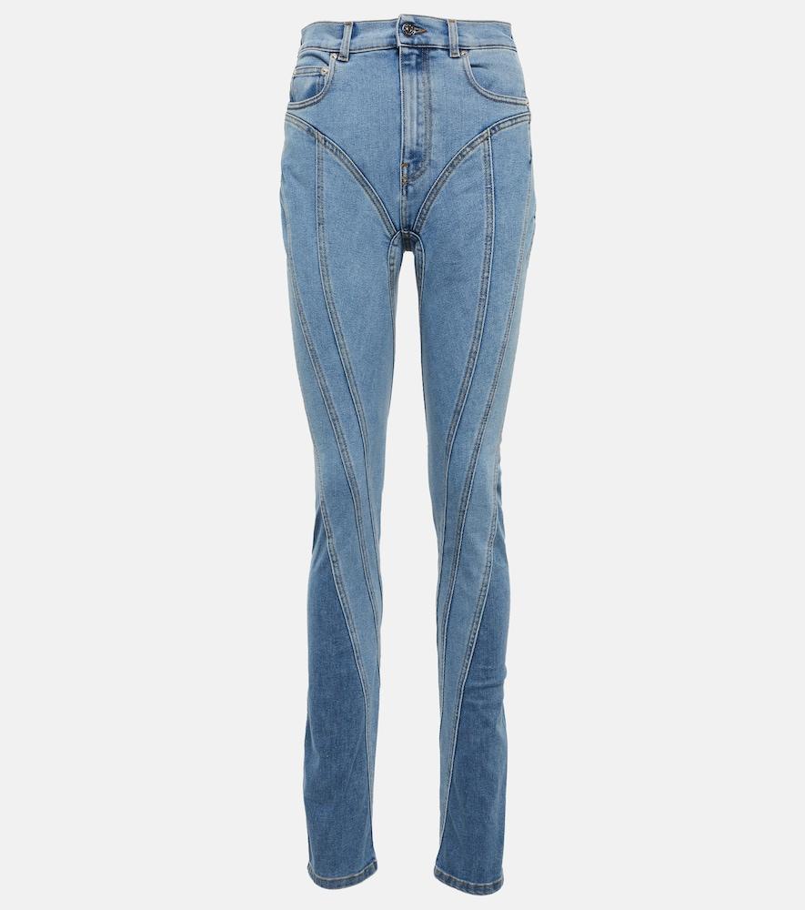 mugler seam-detail high-rise skinny jeans
