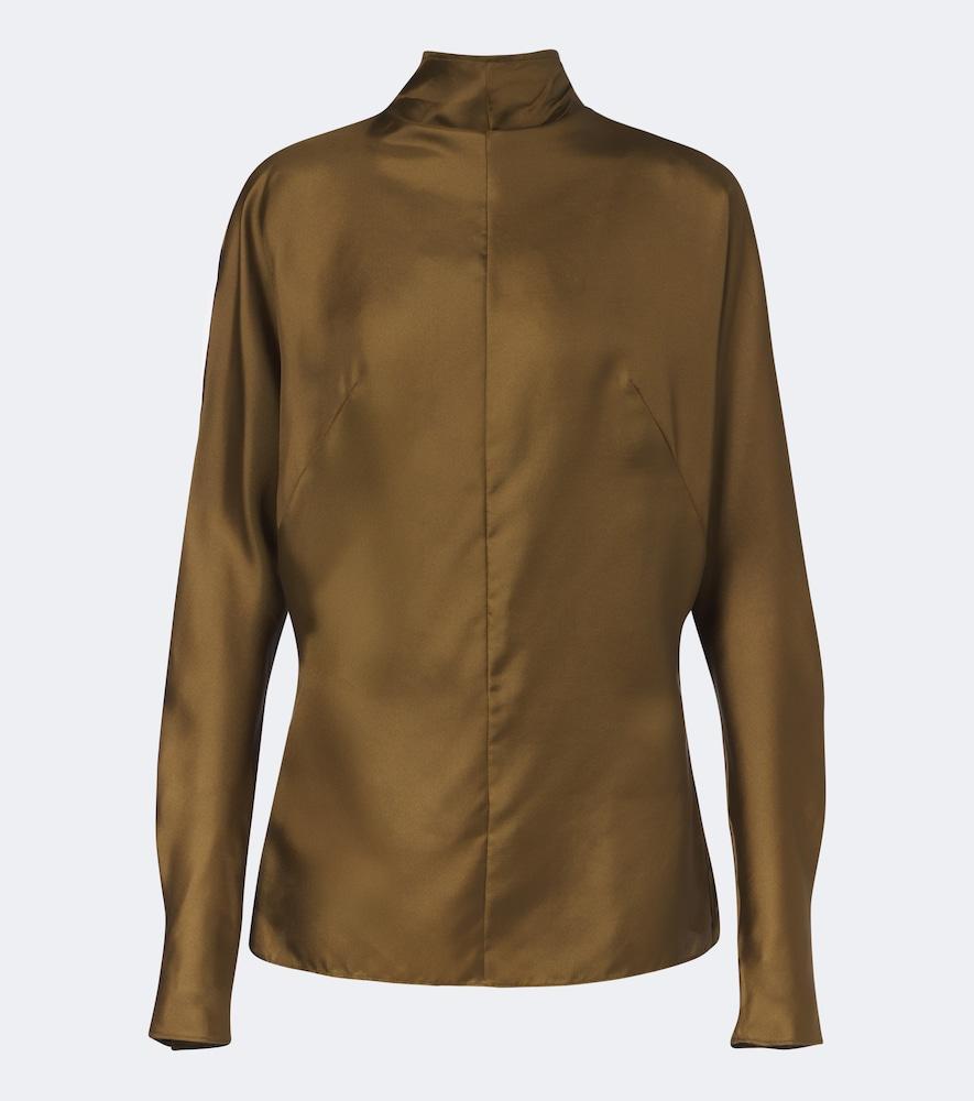 mugler silk twill top