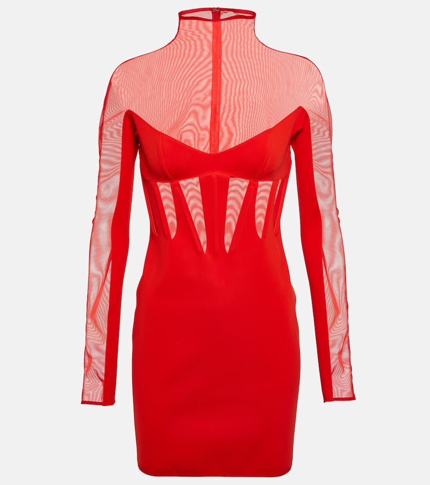 mugler tulle-trimmed minidress